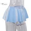 Women Shorts V-shaped Low Waist Ultra Short Pleated Solid Color Patchwork Elastic Soft Summer Lady Party Club Mini Skirt