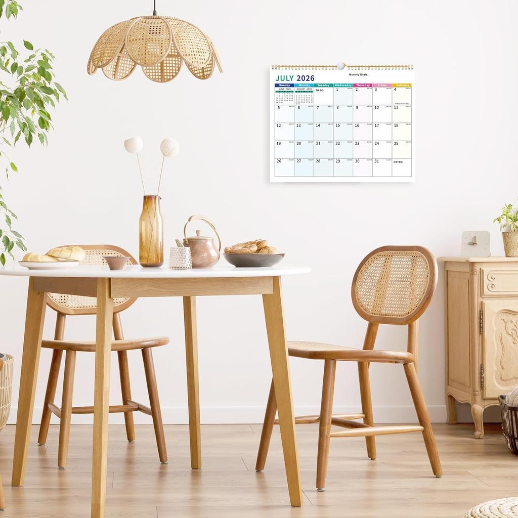 Wall Calendar 2026-2027, 18 Month Large Desk Calendar from January 2026 To June 2027 14.5" X 11.8" Monthly Calendar with Twin-Wire Binding for Home