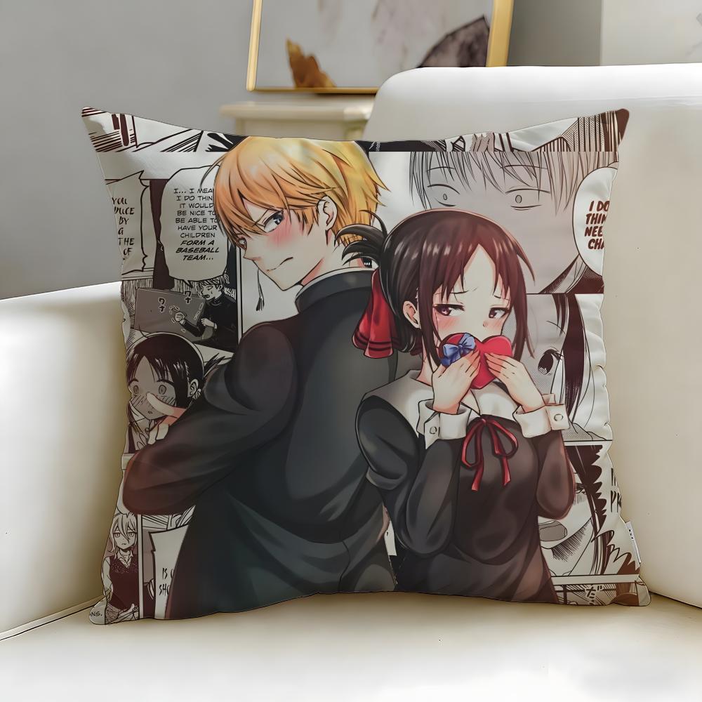popular anime Kaguya S-sama Love Is War Cushion Cover Soft & Easy-Wash Pillow Case – Versatile for Couch, Bed, Travel and Office