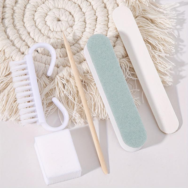 Manicure Set, Double-Sided Nail File, Wooden Cuticle Pusher, Nail Cleaning Tools, Manicure Sticks, Manicure Brush