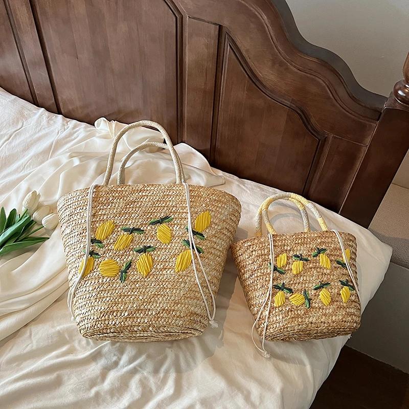 

Women s Large Capacity Shoulder Bag Summer Straw Woven Basket Handbag Fashion Female Luxury Designer Beach Bag Shopper Tote small