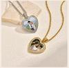 Picture Photo Necklace, Personalized  Zirconia Heart Pendant Jewelry Customized Gifts for Women