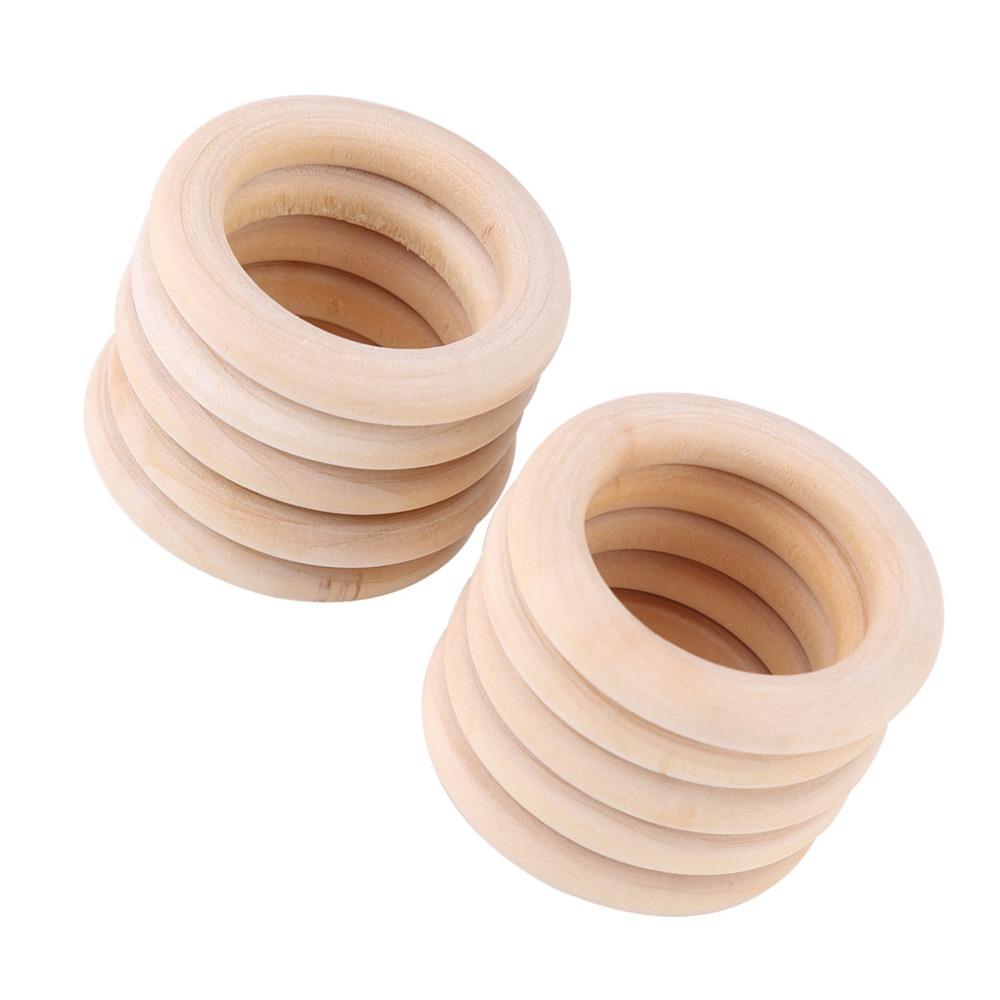 50 Stück Holz Handgefertigt DIY Holz Holzringe Unfertige Oberfläche Rund Unfertige Holzringe 50MM Holzkreise DIY Bastelbedarf