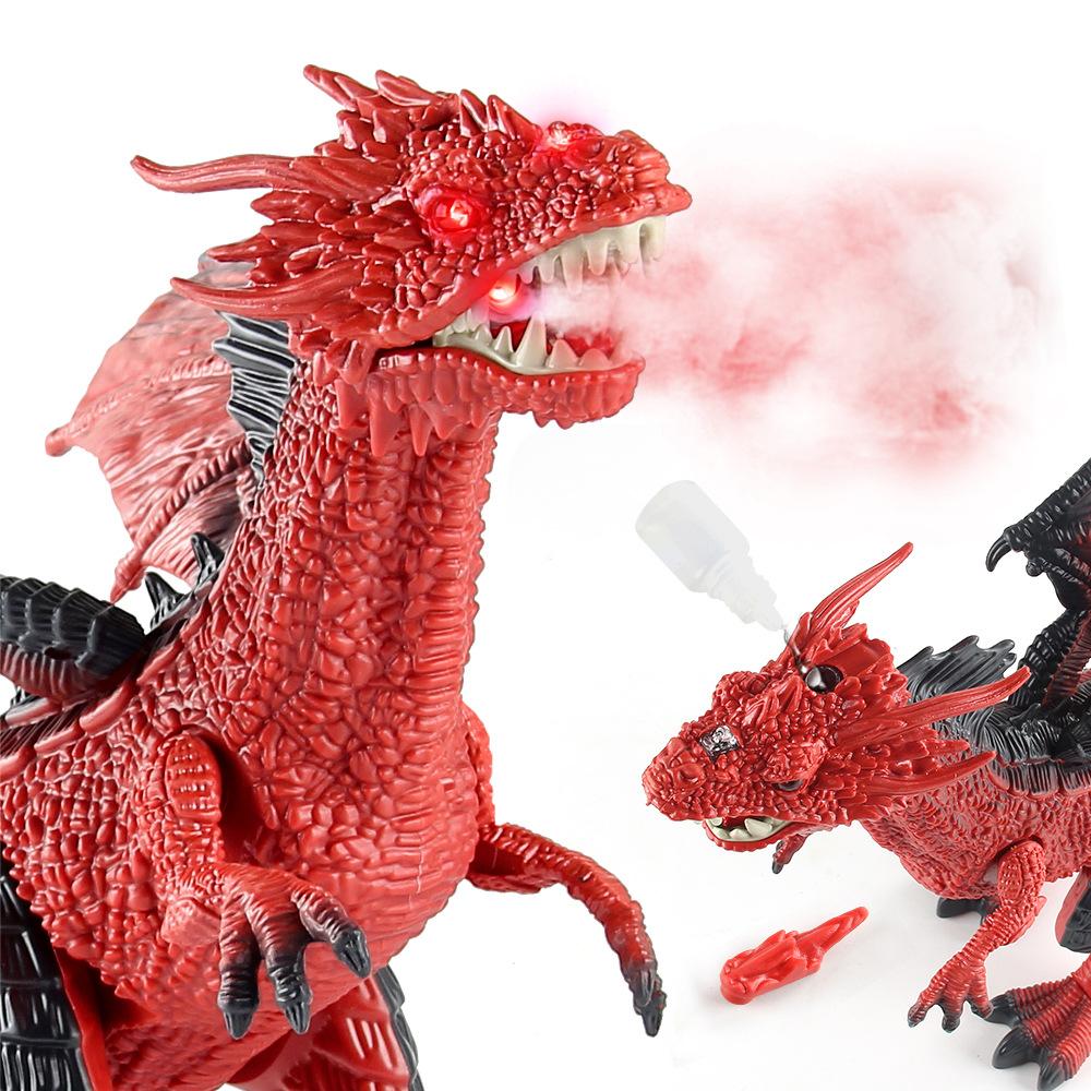 Infrared Remote Control Spray Red Dragon Electric Walking Dinosaur Toy Children's Educational Dinosaur Model