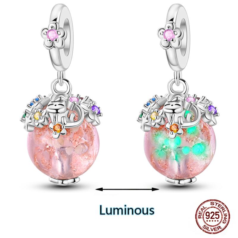 Shining Luminous Firefly Charms Copper Bulb Octopus Jellyfish Bee Fit Dangle Original Bracelets Glow Beads Women Diy Jewelry