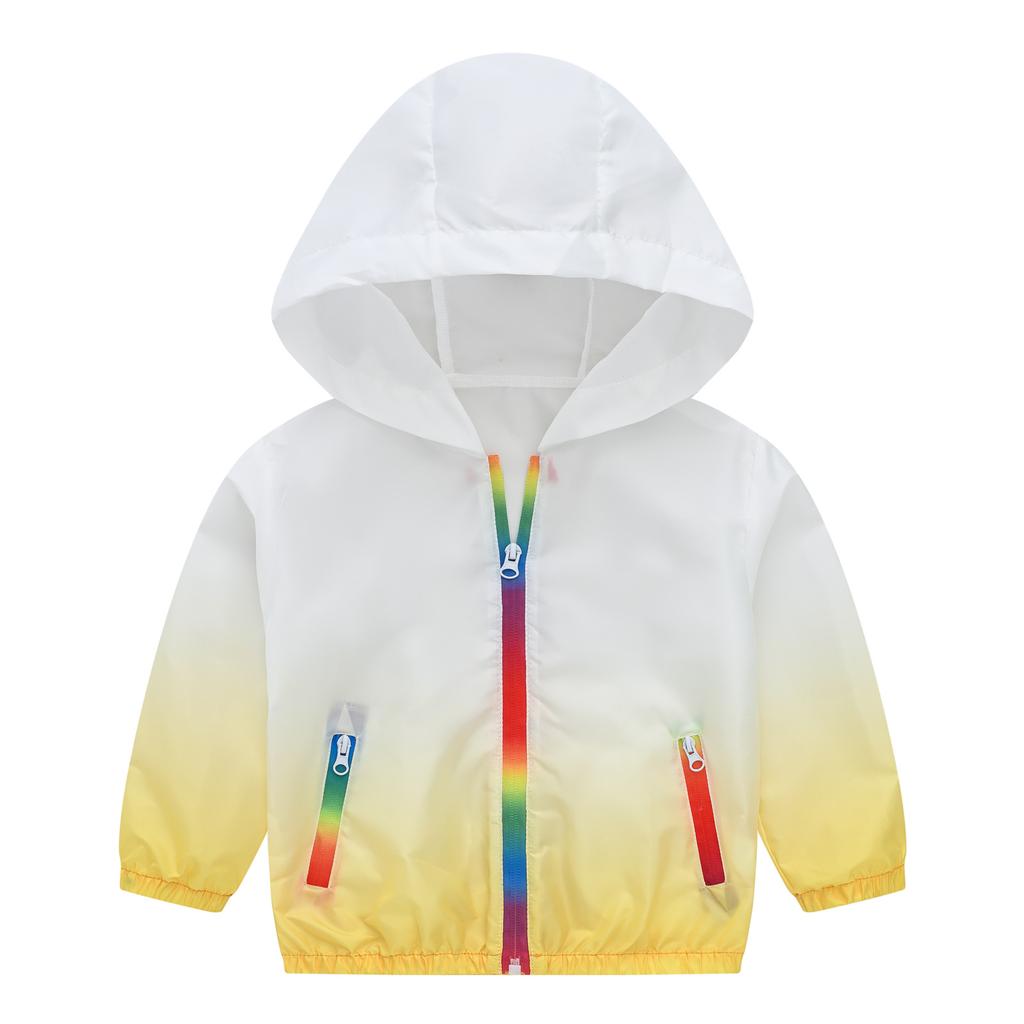 Children's Children's Sunscreen Jacket Boys and Girls Skin Coat Rainbow Hooded Sunscreen Clothing Air Conditioning Shirt