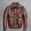 Vintage Red Brown Men Genuine Leather Jacket Real Cow Skin Coat Flight Suits Pilot Bomber Men's Jackets Spring Autumn