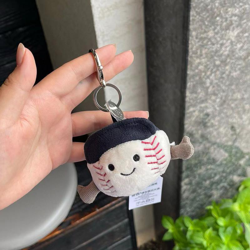 Rozkošná plyšová klíčenka s baseballovou a tenisovou míčkou, roztomilá měkká hračka, dárek pro děti