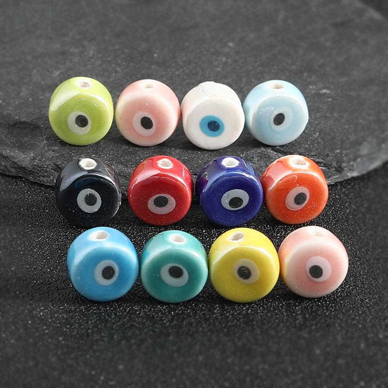 Colored Spacer Demon Eye Ceramic Bead Bracelet - DIY Jewelry Accessory with Loose Beads for Bracelets and Phone Chains