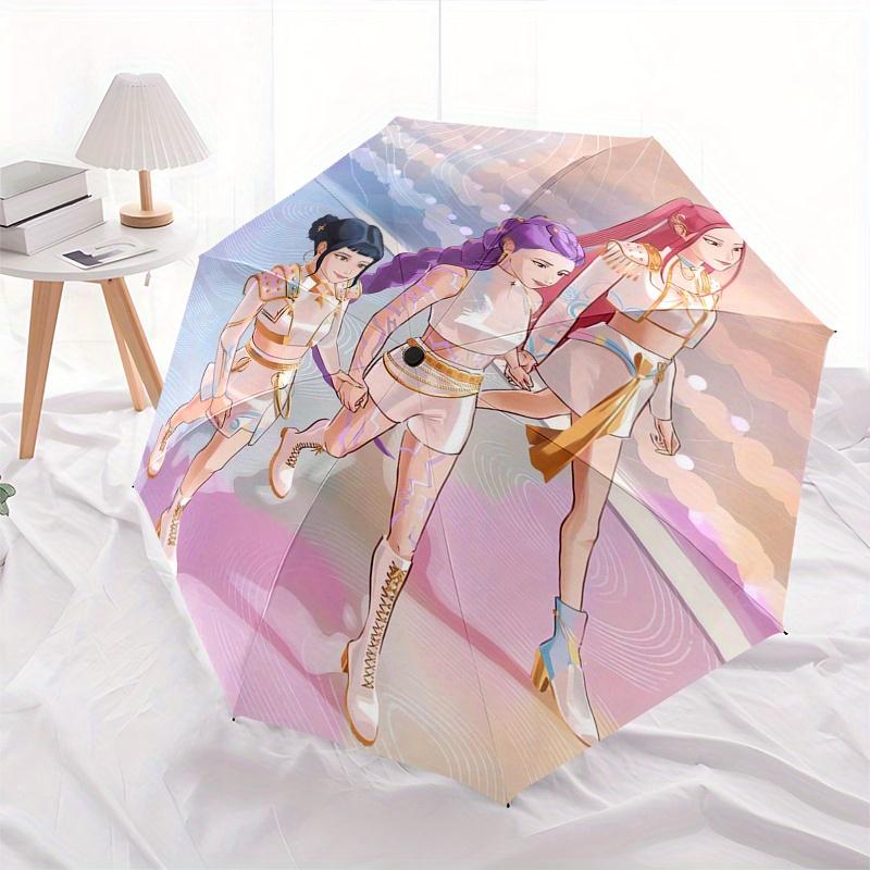 Ombrello pieghevole KPop Demon X con apertura e chiusura automatiche, telaio a 8 stecche e design compatto da viaggio, perfetto per tutte le occasioni | Elegante