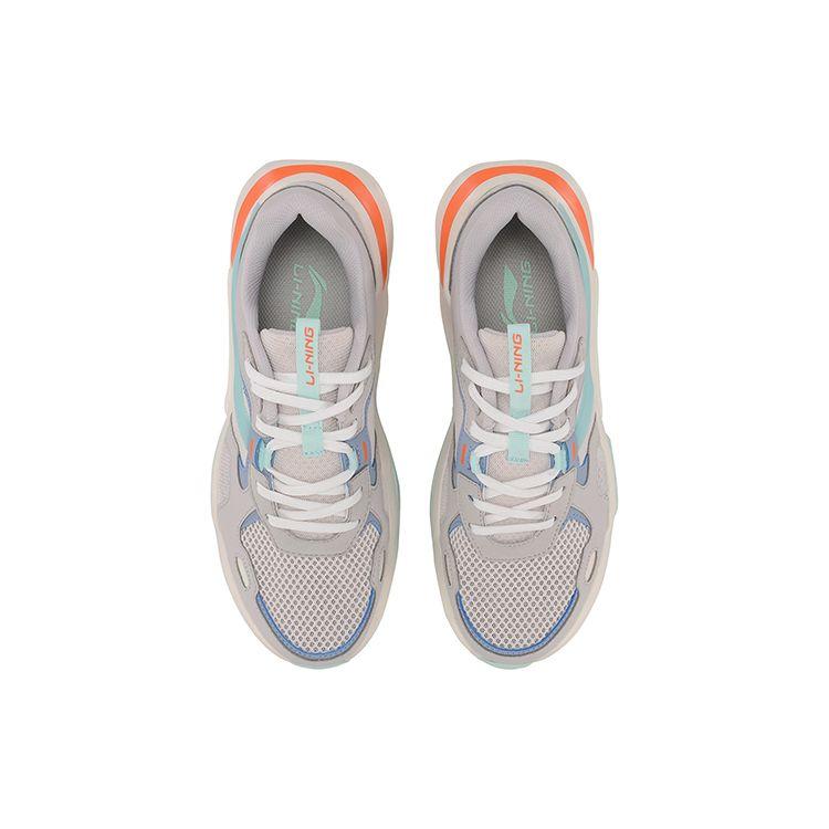 Li Ning Mark Shock Absorption Non-Slip Wear-Resistant Low-Top Sports Casual Shoes Women Sneakers Gray Blue AGLP048-4