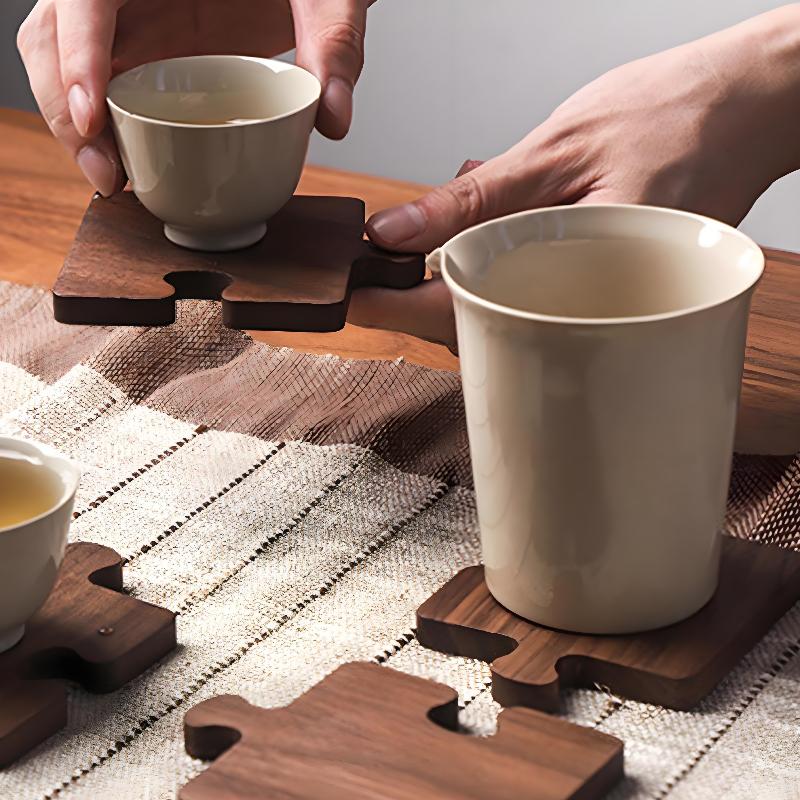 Wooden Block Coasters Heat-resistant Tabletop Use for Tea Sets Dining