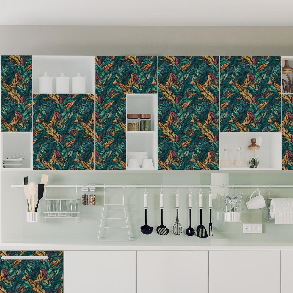 Nordic Style Seamless Splicing Kitchen Living Room Self-adhesive Wallpaper Waterproof Moisture-proof Matte Pvc Plant Wallpaper Wall Sticker