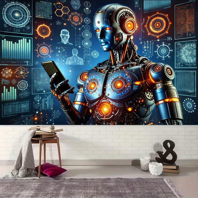 Futuristic AI Robot Backdrop, Sci-Fi Tech Photography Background