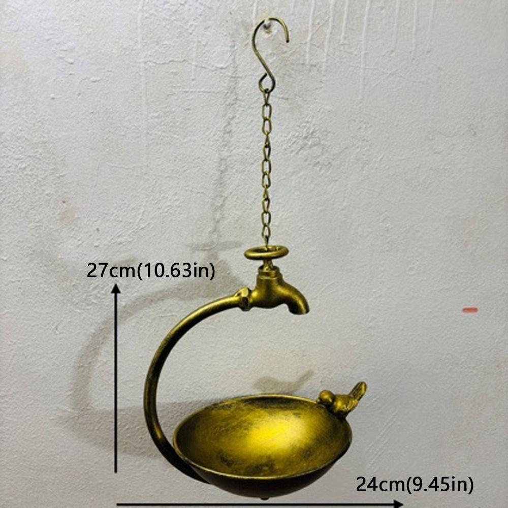 Faucet Design Metal Bird Bath Handcrafted Iron Bird Feeding Bowl Hanging Bird Feeder  Backyard Use