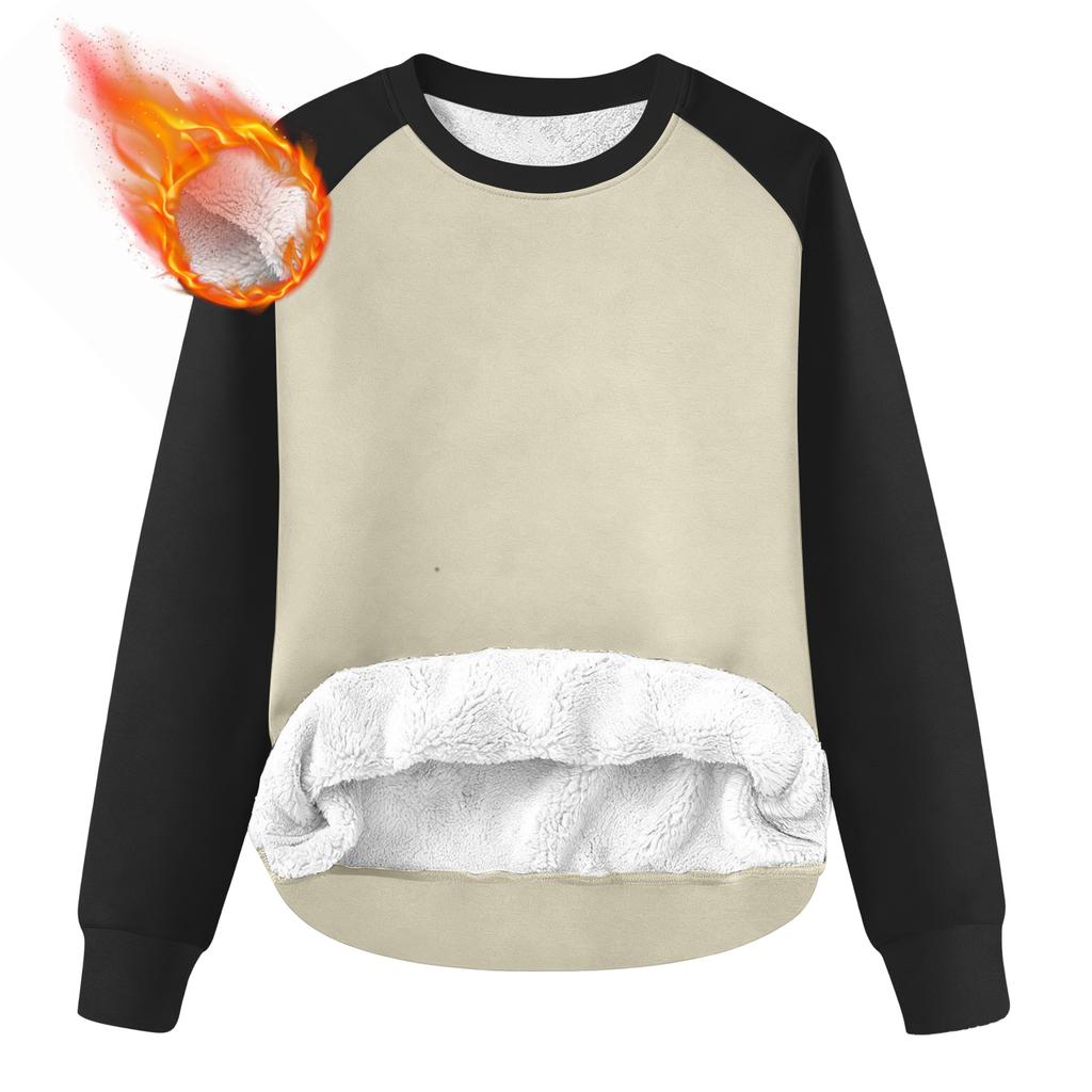 Men's Round Neck Fleece-Lined Thick Solid Color Sweatshirt