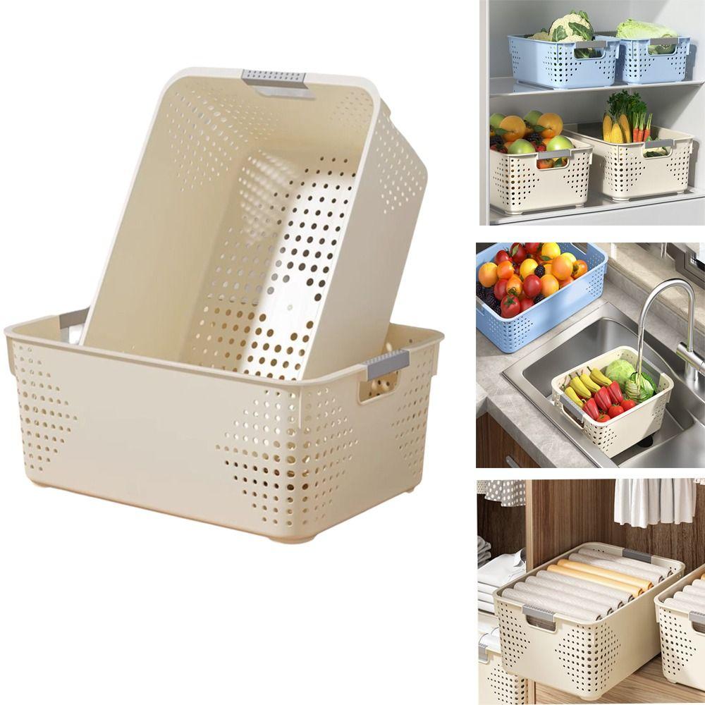 Hollow-out Design Storage Basket Plastic Snack Basket Durable Storage Rack  Kitchen