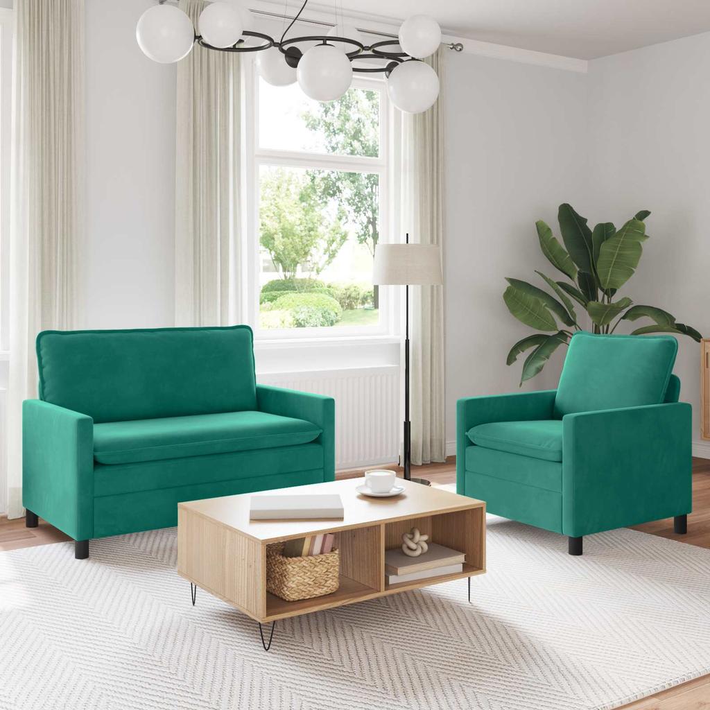 Sofa Set 2 Pcs Turquoise Velvet