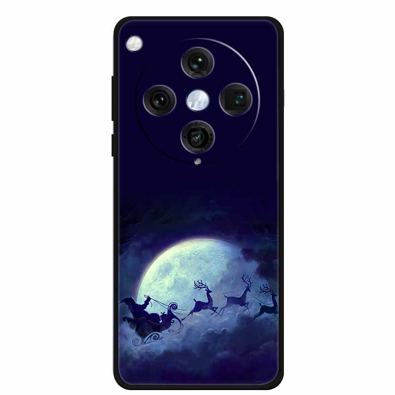 Christmas Cover For Oppo Find X8 Pro 5G 6.78"Black Silicone Cases TPU Santa Claus Christmas Tree Back Cover For Oppo Find X8 5G