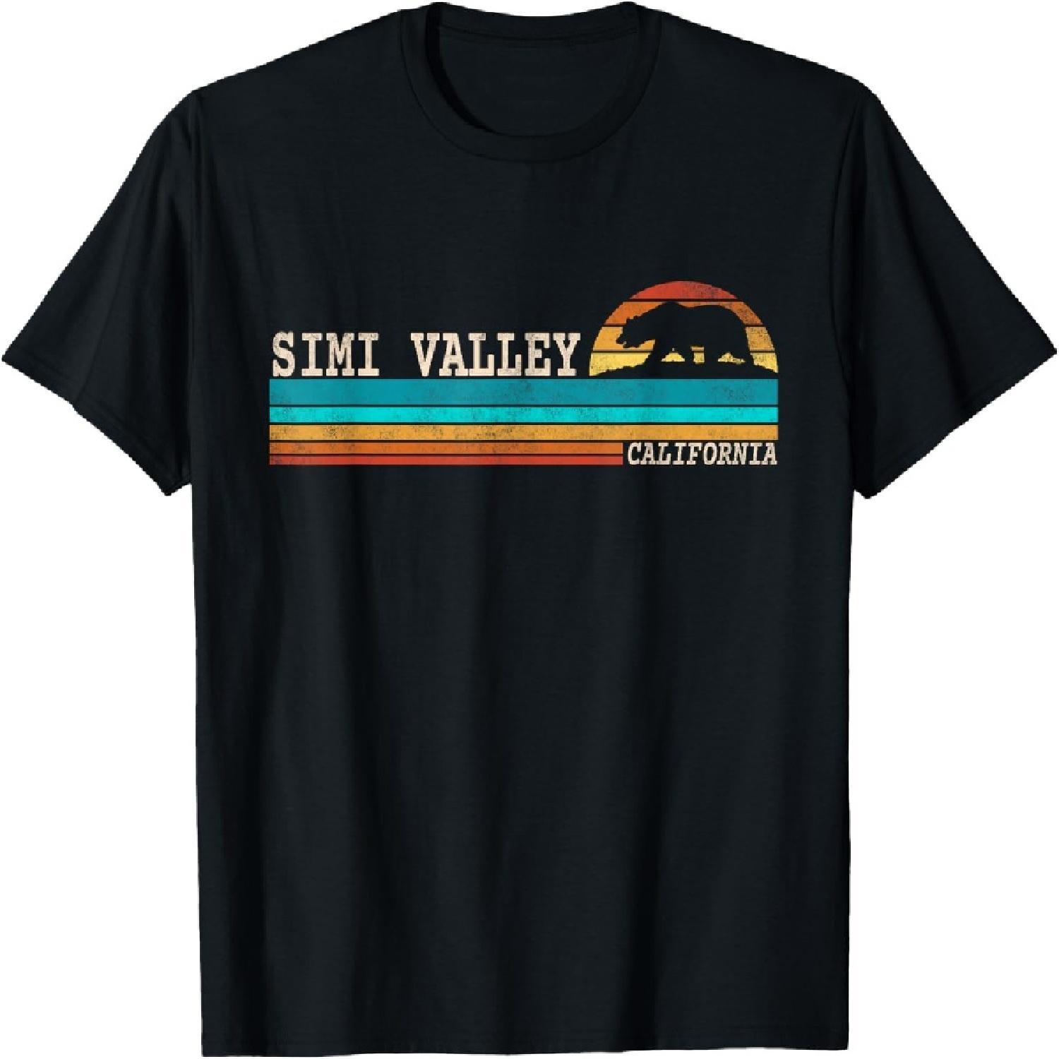 

Simi Valley California State Bear Retro Sunset T-Shirt XXXXXL різнокольоровий
