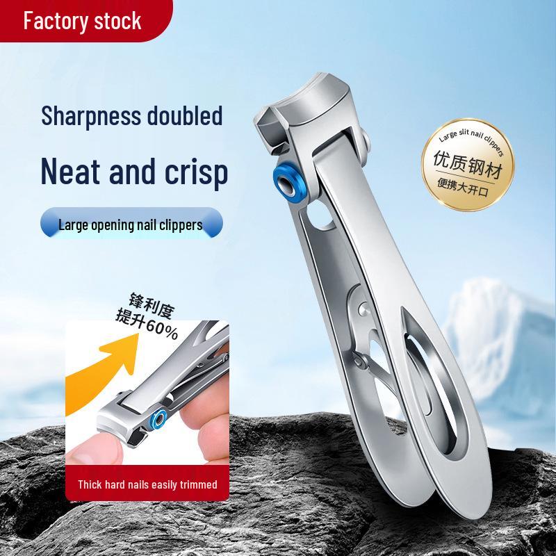 Stainless Steel Wide-Opening Anti-Splash Nail Clippers for Thick Toenails