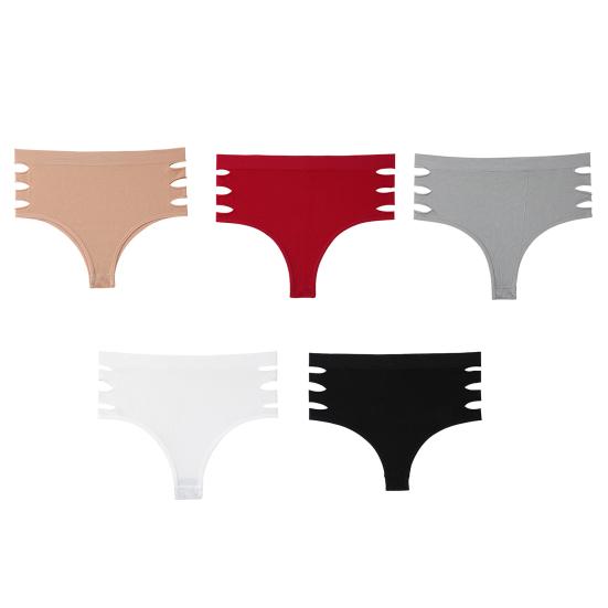 Yousheng Seamless Underwear for Women Cheeky Bikini Panties High Cut V-waist Briefs Tummy Control Hip-Lifting Hollow Underpants