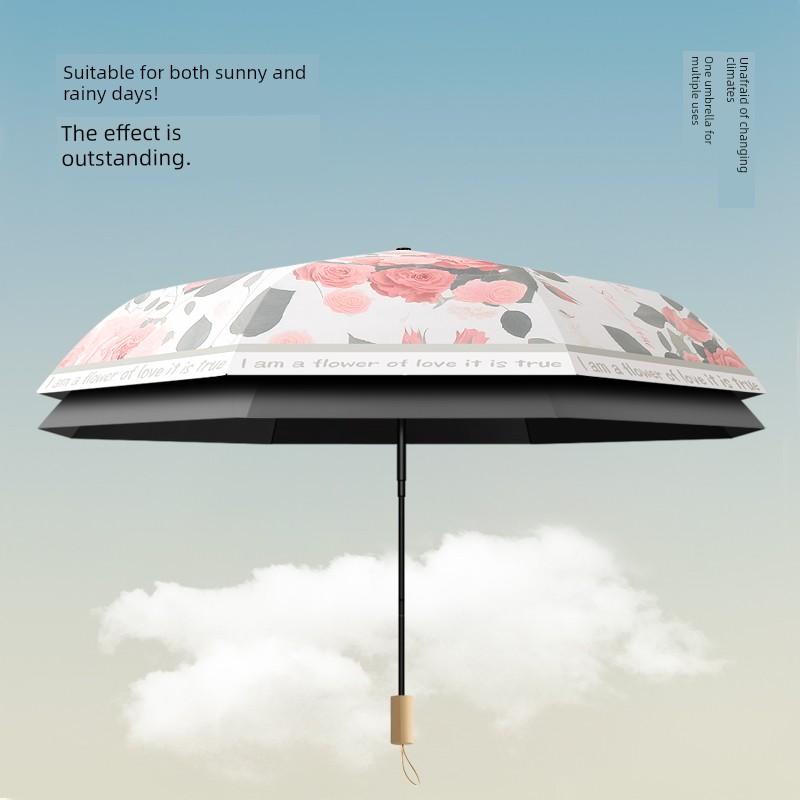 Illustration Sun Umbrella Sun Protection UV Protection Umbrella Women Rain Or Shine Dual-Use Thickened Reinforced Vinyl Folding Manual
