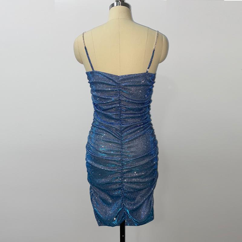 Women's Rhinestone Spaghetti Strap Bodycon Nightclub Dress