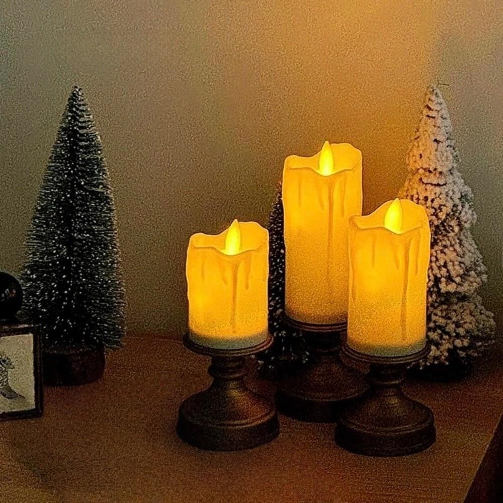 Simulation Candle Crying Candlestick Decorative Roman Pillar Candlestick  Dinner Party Supplies