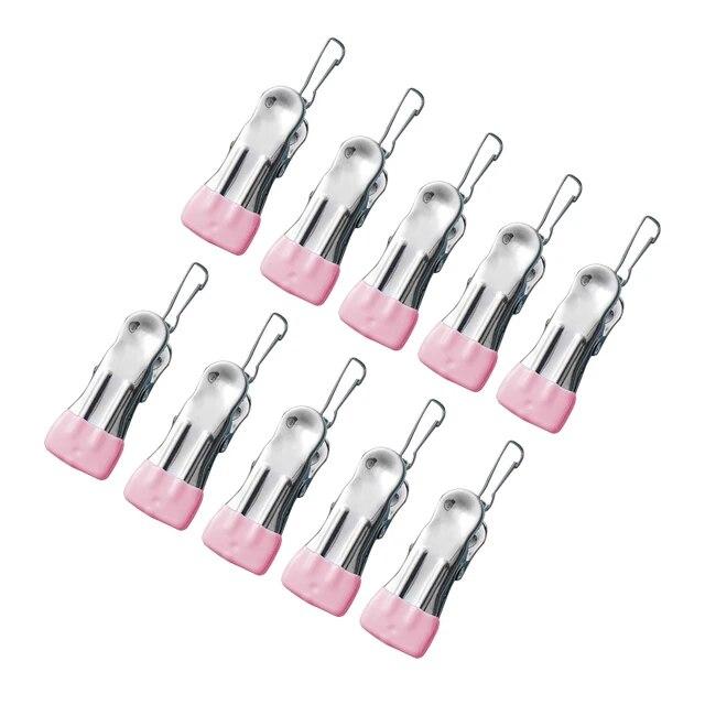 10 шт прищепки для белья из нержавеющей стали прищепки для белья крючок портативный подвесной зажим для одежды органайзер для одежды вешалки розовый 613₽