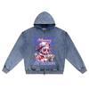 DTG print Knitted Denim Zip-Up Hoodie Make Money Not Execuse Brother Print Zipper Hoodies  
