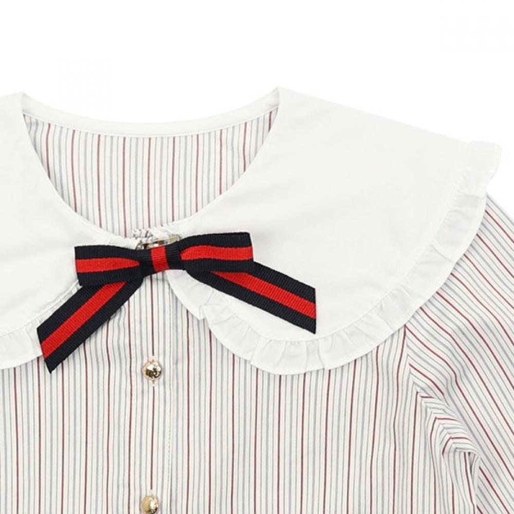 Tiffany Kırmızı Çizgili Büyük Yaka Bluz T31kab010