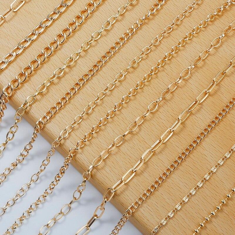 KC Gold Long Necklace Chains Iron Bulk For DIY Jewelry Findings Making Materials Accessories