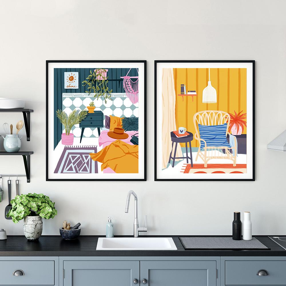 Wall Art Canvas Painting Abstract Boho Landscape Nordic Posters And Prints Kitchen Dinning Pictures For Living Room Home Decor