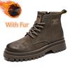Outdoor Male Casual Leather Basic Boots High Top Wear Mens Desert Boots Leisure Walk Motocross Boots All-Match Men Ankle Botas