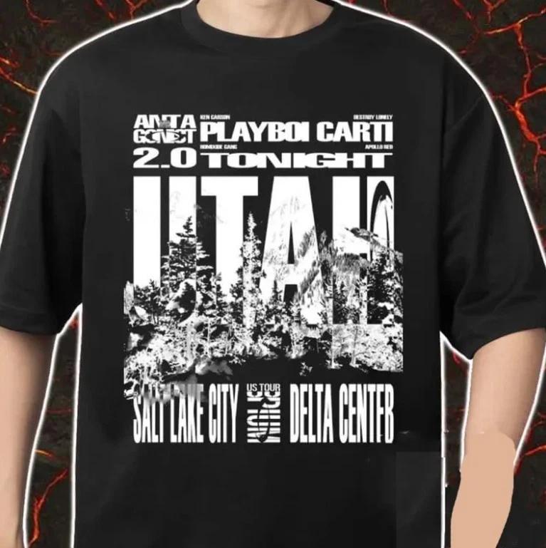 

Playboi Carti Antagonist 2.0 Tour Salt Lake City October 3 2025 Unisex 100% Cotton T-shirt Mens Tees Top 4XL