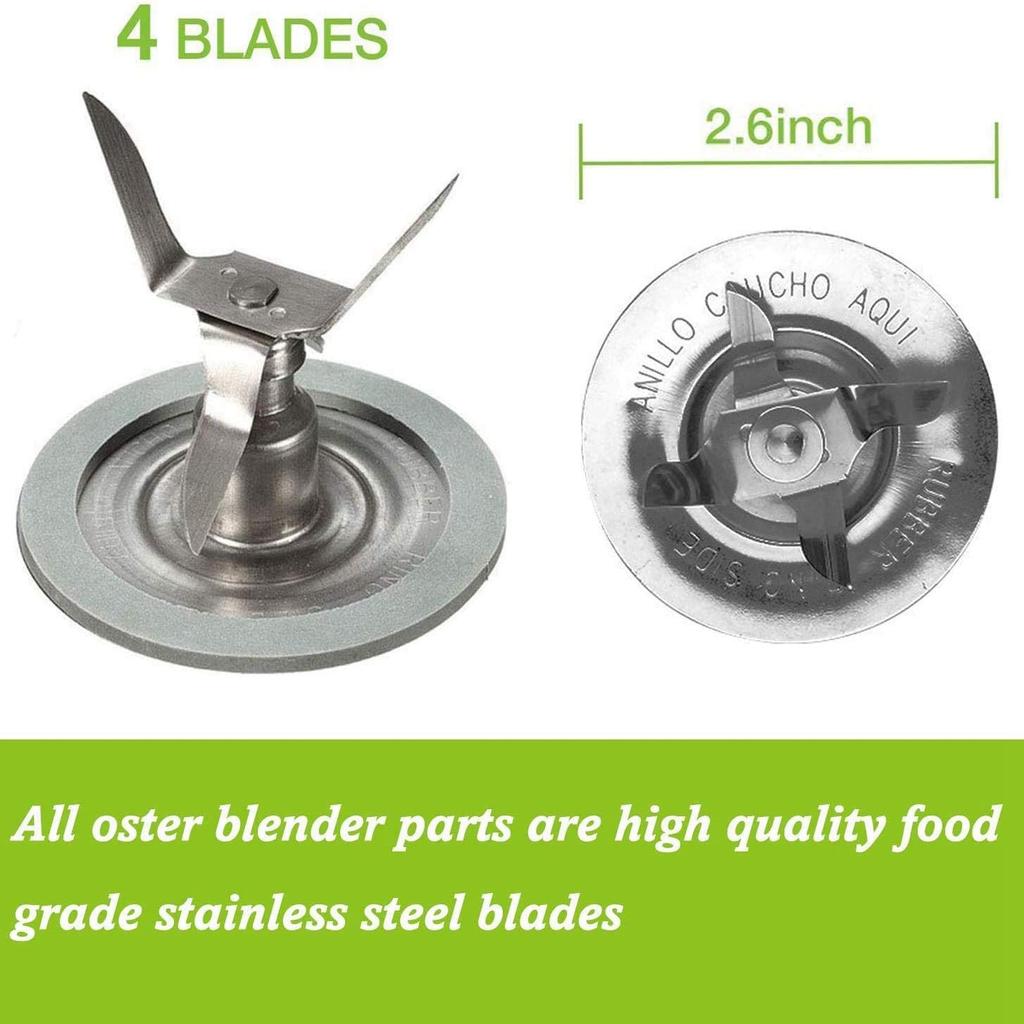 Replacement Part for Oster Blender 1Pcs Blade & 1Pcs Blender Jar Base & 2 Pcs Gasket Seals & 1Pcs Square Drive