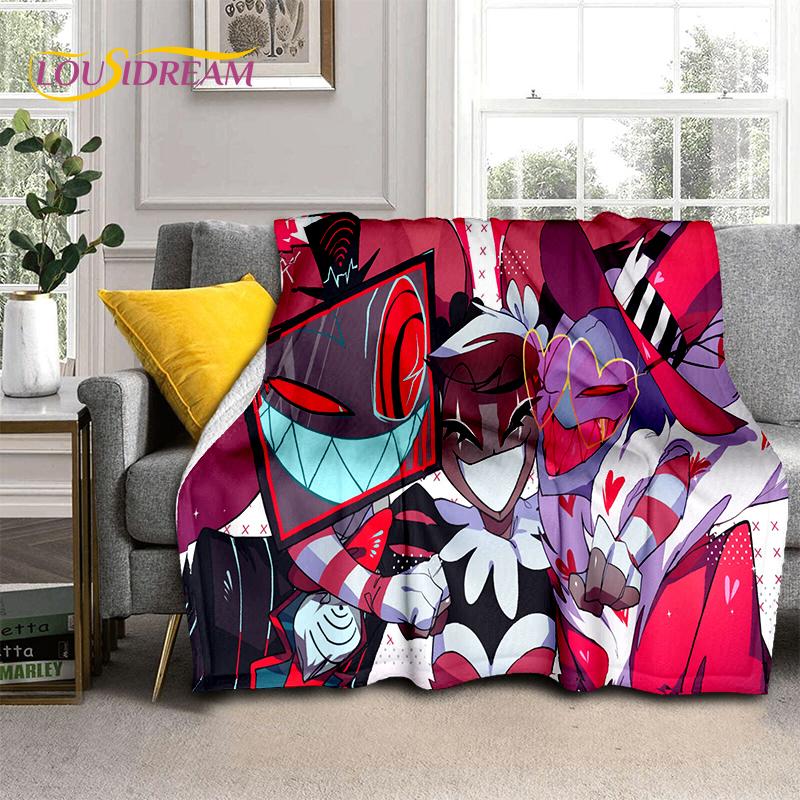 2025 H-Hazbin Hotel Charlie Kreskówkowy Miękki Koc, Miękki Koc Rzutowy do Domu Sypialni Łóżka Sofy Pikniku Podróży Pokrowiec Prezent dla Dziecka