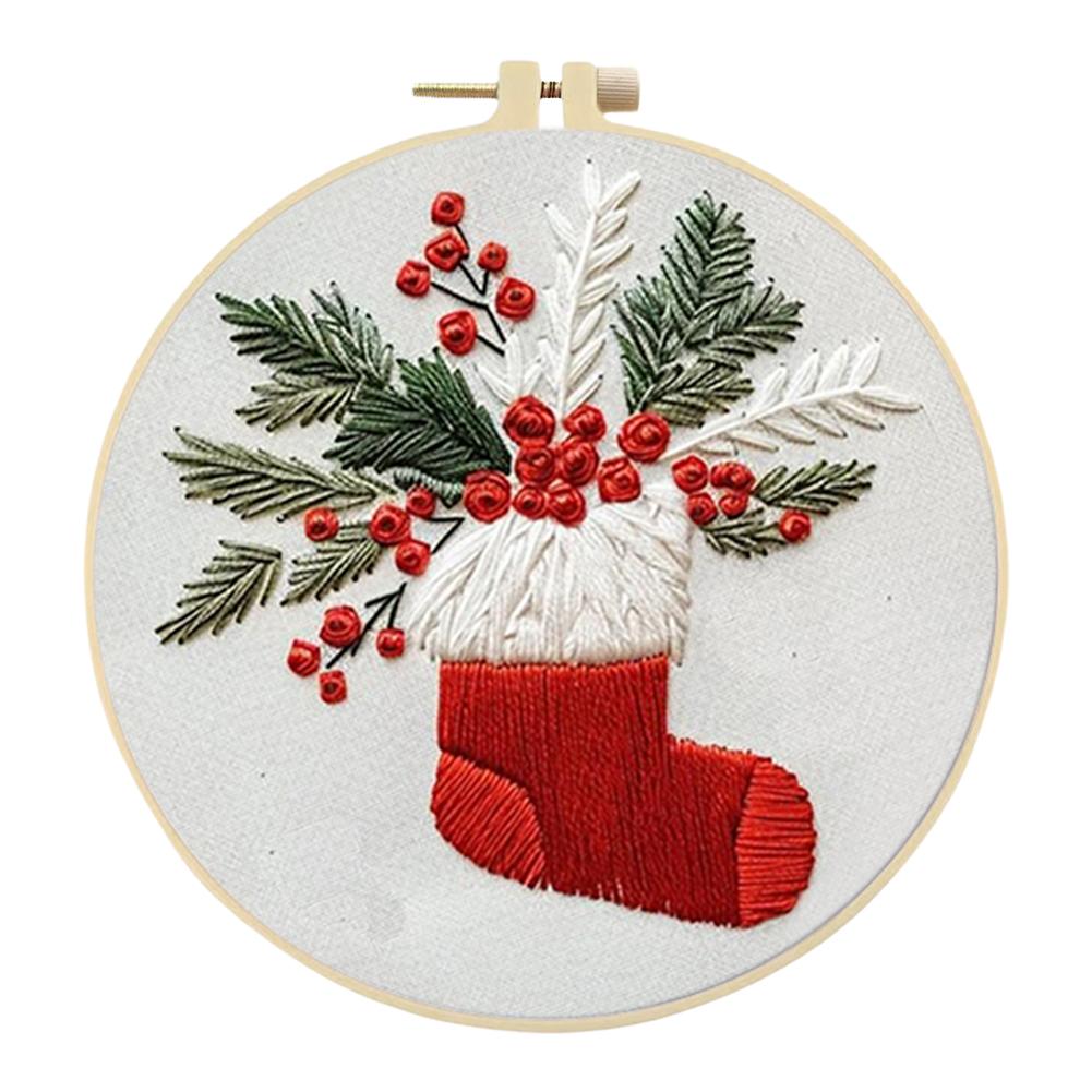 Winter Cotton Stamped Embroidery Cross Stitch DIY Starter Needlepoint Kit25x25cm