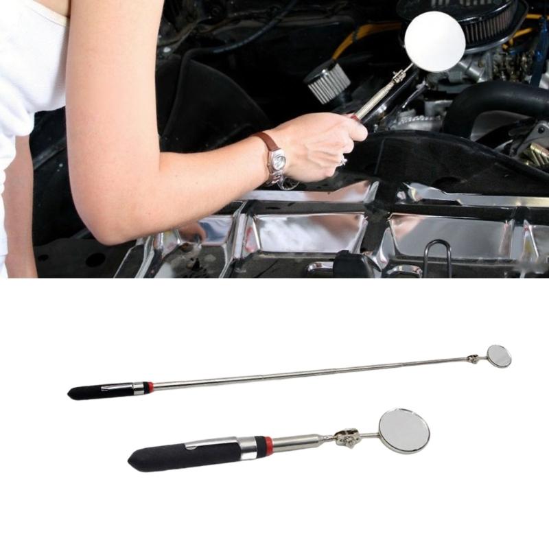Foldable Telescopic Round Mirror Auto Repair Tool with Long Handle 32mm/82mm Inspection Mirror for Technicians Mechanics