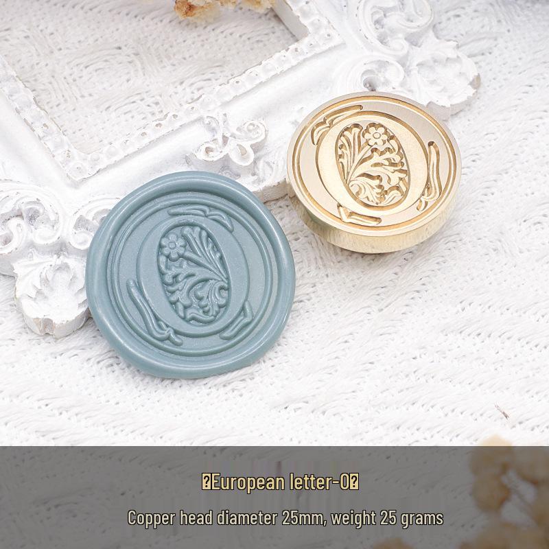 Wax Seal Stamp Head with 26 A-Z Letter Patterns - Retro Copper Design for Envelopes