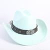 New western cowboy hat men's and women's wide-brimmed top hat bull head rivet belt buckle sun hat