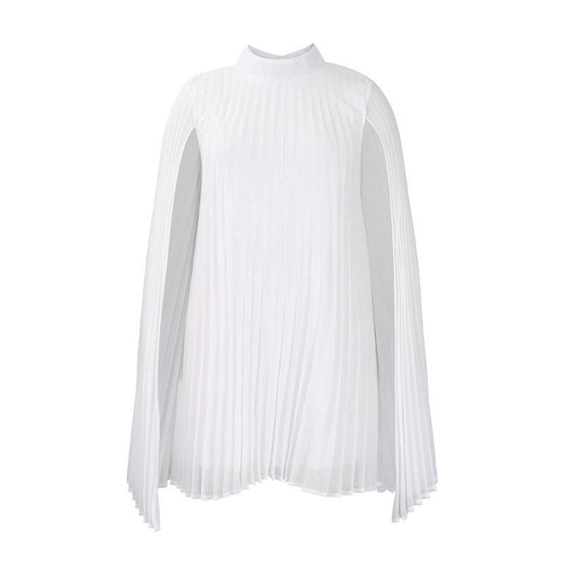 D women s clothing, new temperament fashion chiffon pullover cape bat sleeve large size dress S белый