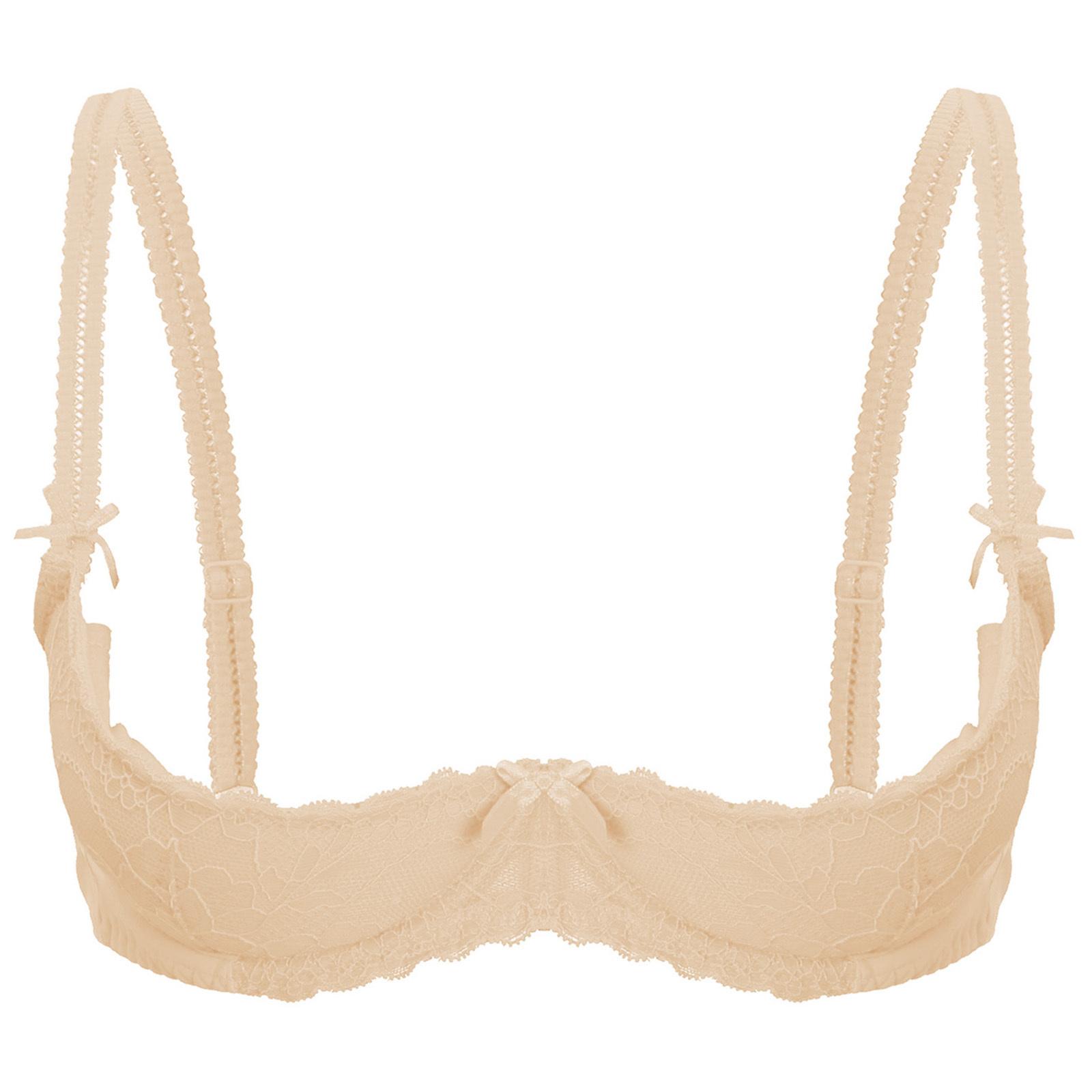 

Жіночий бюстгальтер Push Up на кісточках, 1/2 чашки, мереживна білизна з губчастою підкладкою, регульованою підтримкою бретелей S тілесний