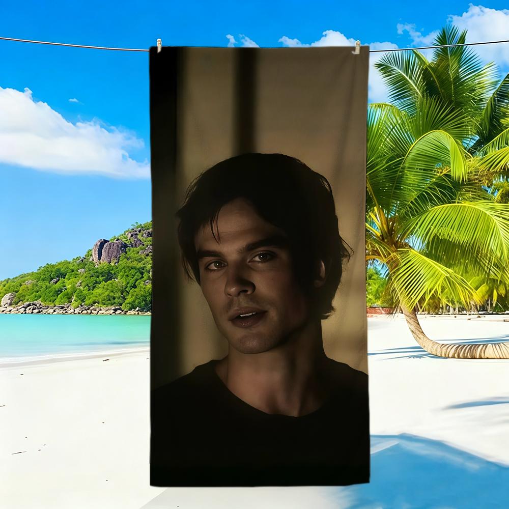 Vampire Diaries Starring D-Damon S-Salvatore Towel Sports Quick Dry Travel Camping Sandproof Soft Light Large Beach Towel