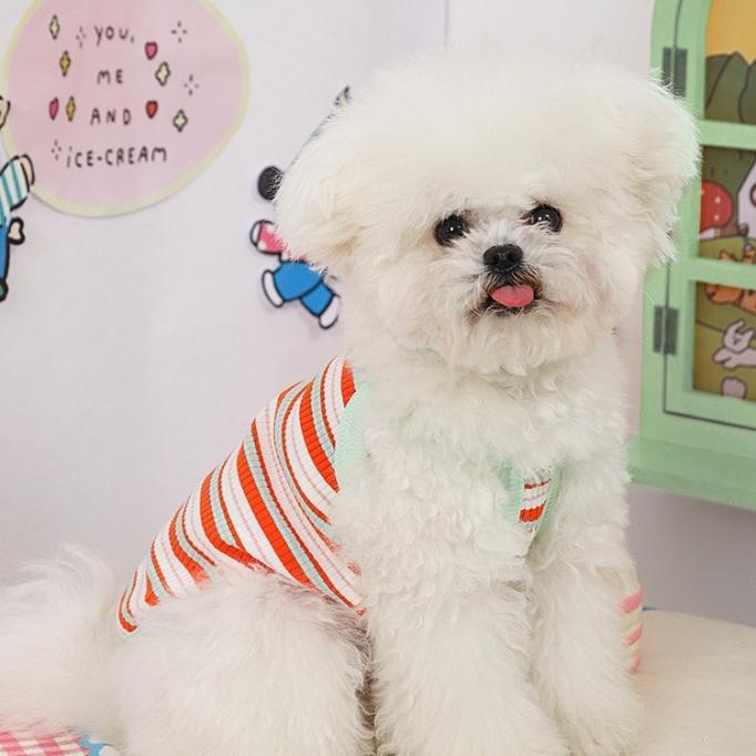 

Breathable Striped Summer Dog Vest Lightweight Thin Pet Clothes for Small Dogs Teddy Bichon Yorkie Pomeranian for Outdoor Daily Wear S: 37cm Bust, 1.5-2.5kg