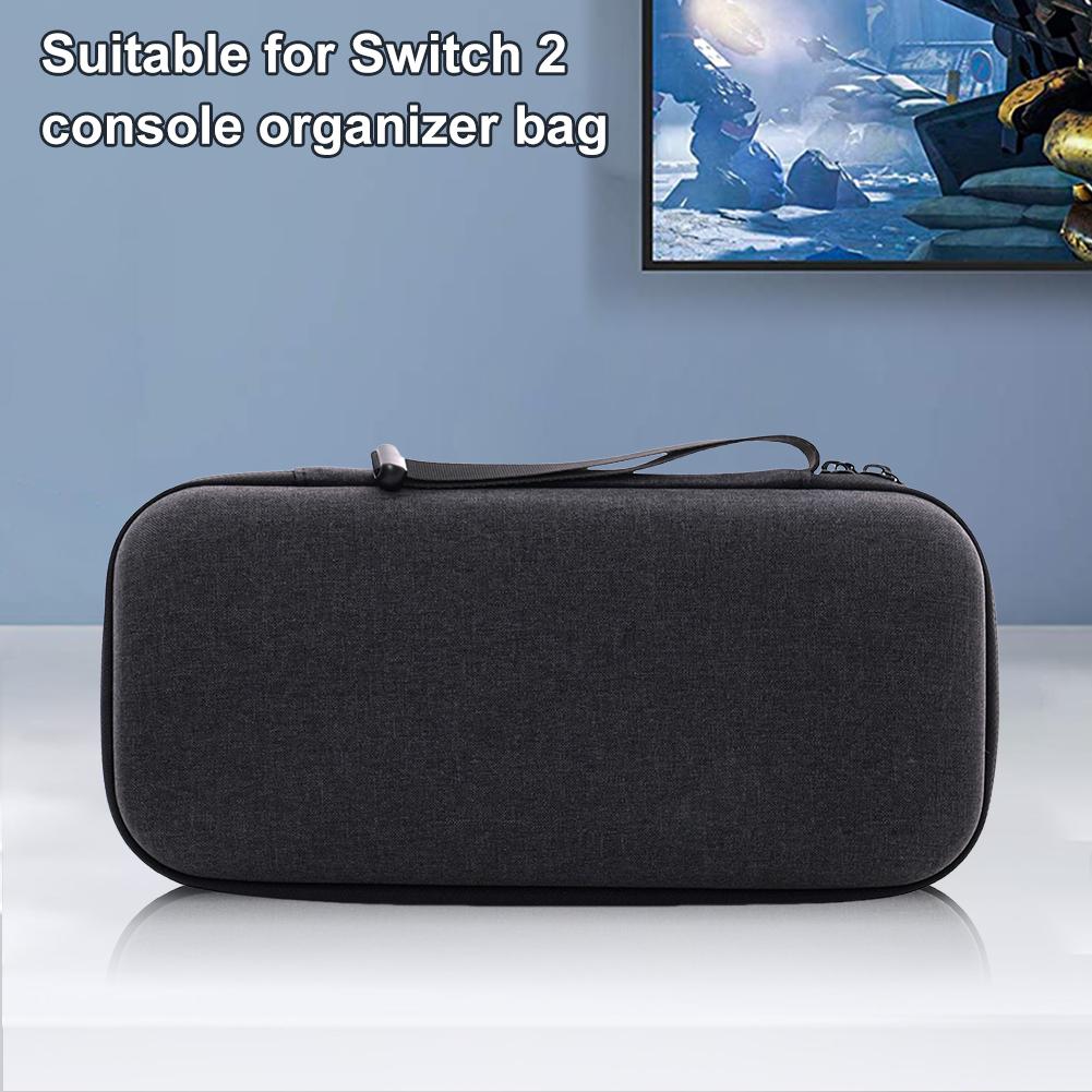 Game Console Storage Case with 2Pcs Tempered Glass Screen Protector Film Anti-Scratch Portable Travel Organiser Bag for Switch 2