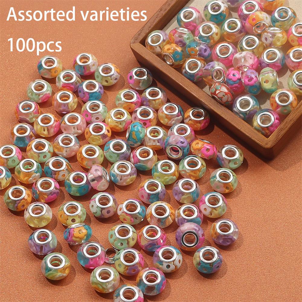 30/50/100pcs Resin Large Hole Bead Lighting, European Craftsmanship Bead Spacer Bead DIY Jewelry Bracelet Necklace Earring Jewelry Production