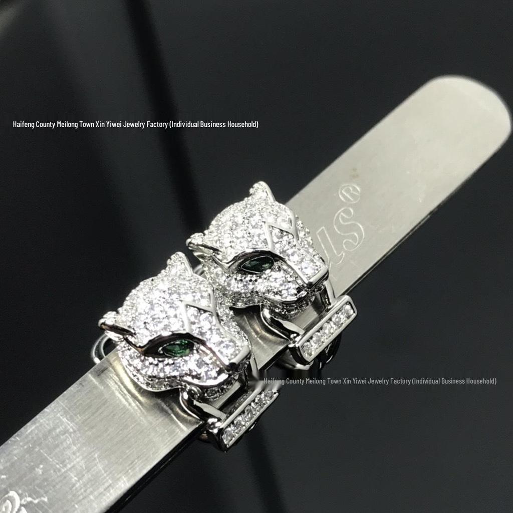 Luxury Gold Leopard Diamond Earrings - Women's European & American Fashion