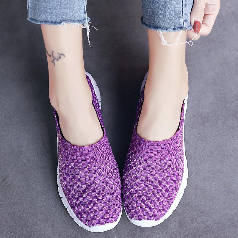 Summer Handmade Slip on Braid Beach Shoes Women Moccasins Plus Size Casual Espadrilles Breathable Sneakers